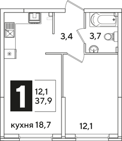 Квартира 37,9 м², 1-комнатная - изображение 2