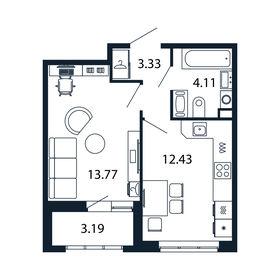 30,9 м², 1-комнатная квартира 7 300 000 ₽ - изображение 112