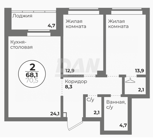 68,1 м², 2-комнатная квартира 13 079 286 ₽ - изображение 51