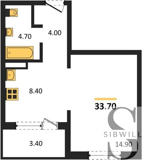 33,7 м², 1-комнатная квартира 4 290 000 ₽ - изображение 14