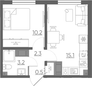 Квартира 30,9 м², 1-комнатная - изображение 1