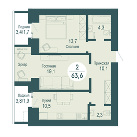 64 м², 2-комнатная квартира 12 400 000 ₽ - изображение 60