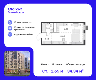 18,7 м², апартаменты-студия 3 450 000 ₽ - изображение 162