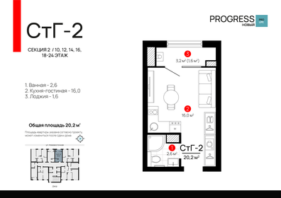 Квартира 20,2 м², студия - изображение 1