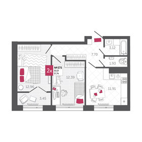 47 м², 2-комнатная квартира 7 400 000 ₽ - изображение 53