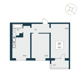 Квартира 58,2 м², 2-комнатная - изображение 1