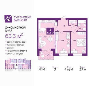 68,6 м², 2-комнатная квартира 8 700 000 ₽ - изображение 24