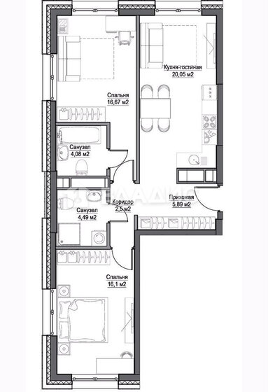 70 м², 3-комнатная квартира 37 950 000 ₽ - изображение 1