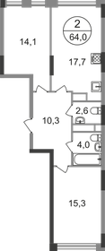 68 м², 2-комнатная квартира 16 000 000 ₽ - изображение 10