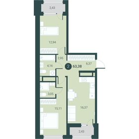 64 м², 2-комнатная квартира 6 500 000 ₽ - изображение 49