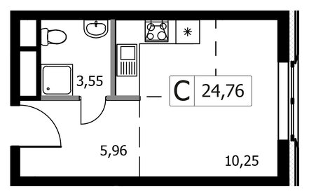 Квартира 24,8 м², студия - изображение 1