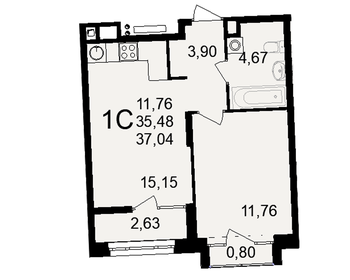 33 м², 1-комнатная квартира 4 650 000 ₽ - изображение 90