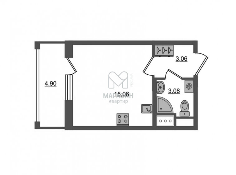 21,2 м², квартира-студия 6 200 000 ₽ - изображение 1