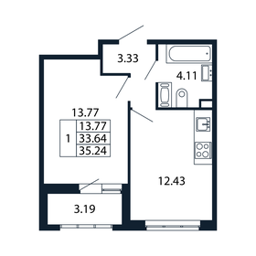 30,9 м², 1-комнатная квартира 7 300 000 ₽ - изображение 114