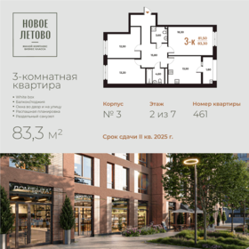 Квартира 83,3 м², 3-комнатная - изображение 1