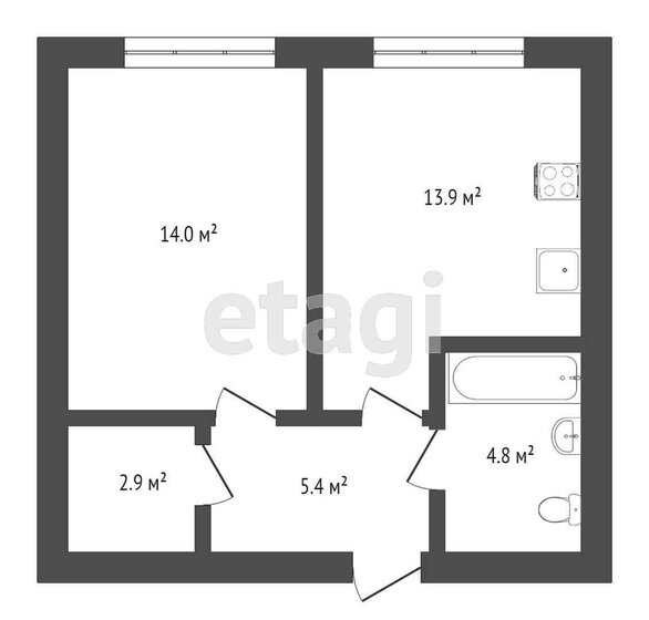 42 м², 1-комнатная квартира 5 750 000 ₽ - изображение 1