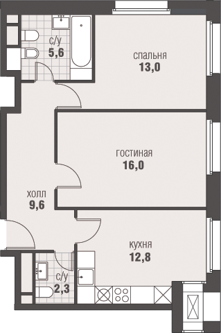 59,3 м², 2-комнатная квартира 19 207 412 ₽ - изображение 1