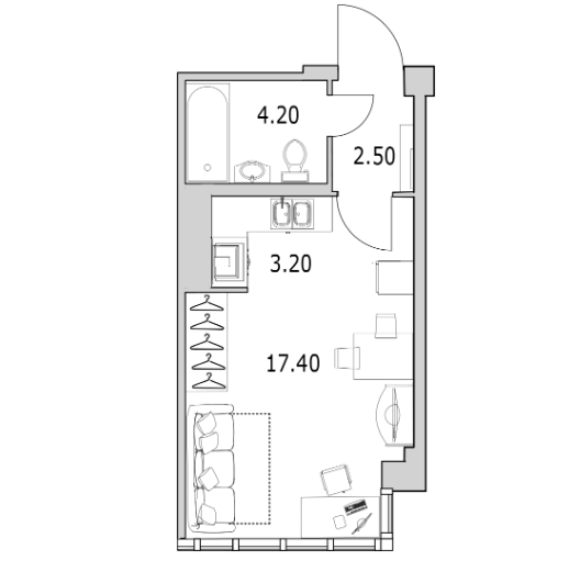 29,5 м², квартира-студия 6 850 000 ₽ - изображение 1