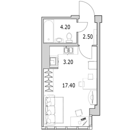 Квартира 29,5 м², студия - изображение 1