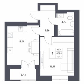 46,1 м², 1-комнатная квартира 4 800 000 ₽ - изображение 77