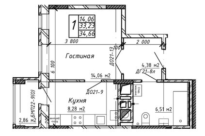 Квартира 33 м², 1-комнатная - изображение 1
