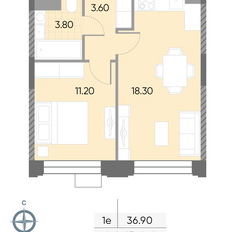 Квартира 36,9 м², 1-комнатная - изображение 2