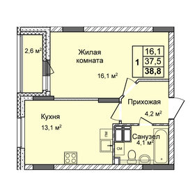 Квартира 38,8 м², 1-комнатная - изображение 1