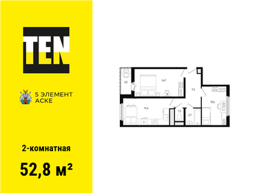 54,5 м², 2-комнатная квартира 7 493 750 ₽ - изображение 24
