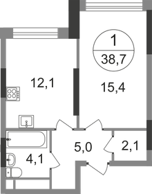 38,6 м², 1-комнатная квартира 10 991 351 ₽ - изображение 27