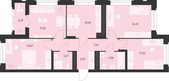 Квартира 81,7 м², 4-комнатная - изображение 1