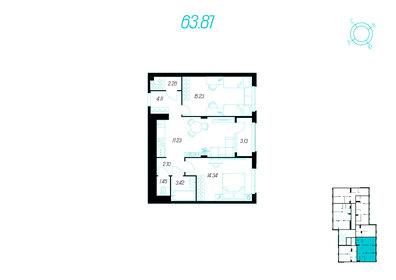 75 м², 3-комнатная квартира 4 400 000 ₽ - изображение 66