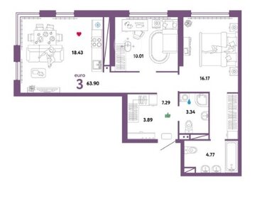 41 м², 1-комнатная квартира 4 800 000 ₽ - изображение 32