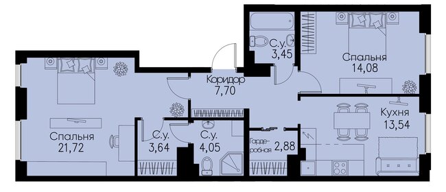 49,1 м², 1-комнатная квартира 14 800 000 ₽ - изображение 159