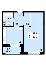 Квартира 42,3 м², 1-комнатная - изображение 1