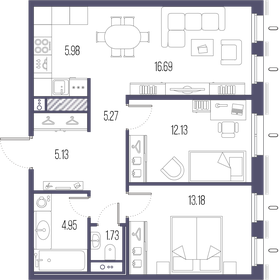 65,7 м², 2-комнатная квартира 24 839 178 ₽ - изображение 13