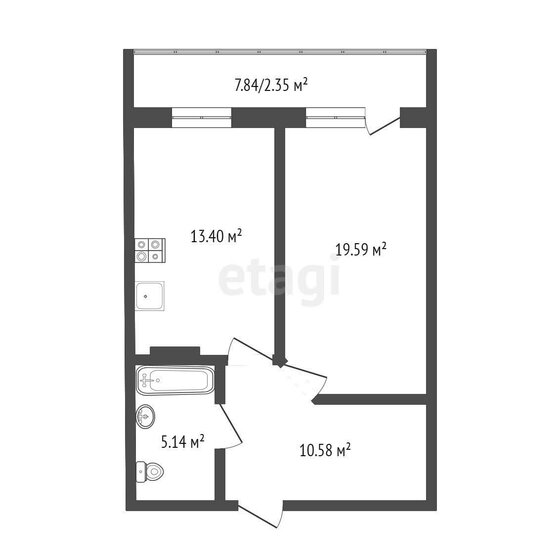 50,8 м², 1-комнатная квартира 4 900 000 ₽ - изображение 1