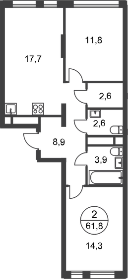 61,8 м², 2-комнатная квартира 18 316 424 ₽ - изображение 51