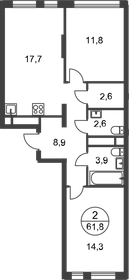 61,8 м², 2-комнатная квартира 18 144 660 ₽ - изображение 41