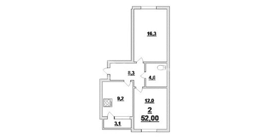 Квартира 52 м², 2-комнатная - изображение 1