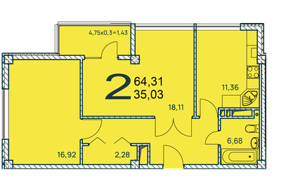 74 м², 3-комнатная квартира 7 800 000 ₽ - изображение 80