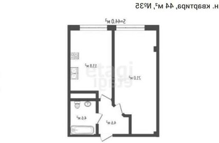 Квартира 45 м², 1-комнатная - изображение 1