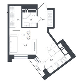 Квартира 27,4 м², студия - изображение 1