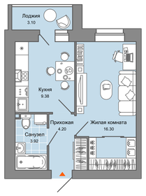 Квартира 36 м², 1-комнатная - изображение 1