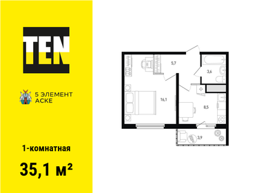 35 м², 1-комнатная квартира 4 781 000 ₽ - изображение 29