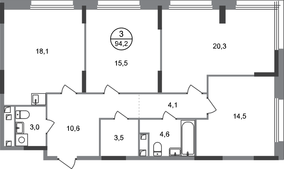 94,2 м², 3-комнатная квартира 18 921 720 ₽ - изображение 51