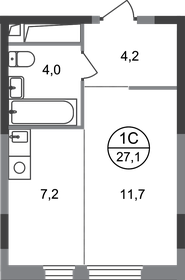 Квартира 27,1 м², студия - изображение 1