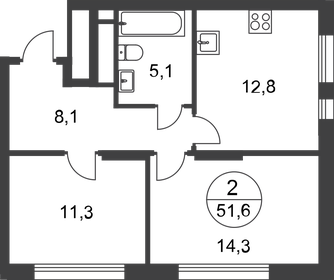 51,3 м², 2-комнатная квартира 14 300 000 ₽ - изображение 51
