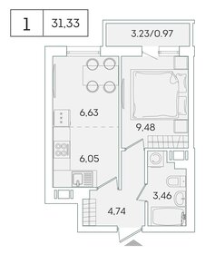 Квартира 31,3 м², 1-комнатная - изображение 1