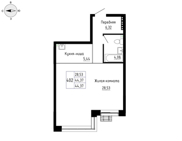 Квартира 44,4 м², 1-комнатная - изображение 5