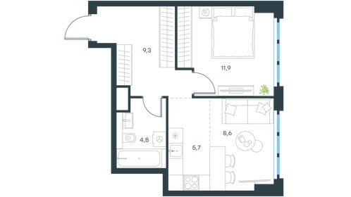 55,9 м², 2-комнатная квартира 14 656 826 ₽ - изображение 22